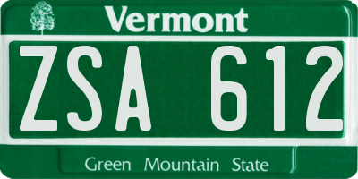 VT license plate ZSA612