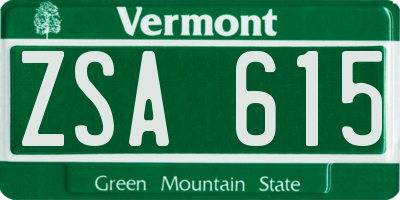 VT license plate ZSA615