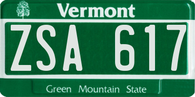 VT license plate ZSA617