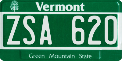 VT license plate ZSA620
