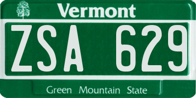 VT license plate ZSA629
