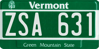 VT license plate ZSA631