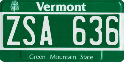 VT license plate ZSA636