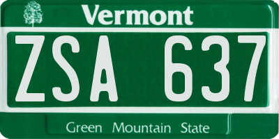 VT license plate ZSA637