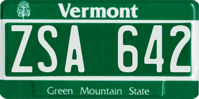 VT license plate ZSA642