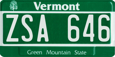 VT license plate ZSA646