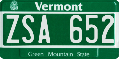 VT license plate ZSA652