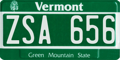 VT license plate ZSA656