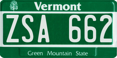 VT license plate ZSA662