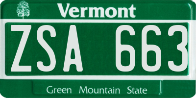 VT license plate ZSA663