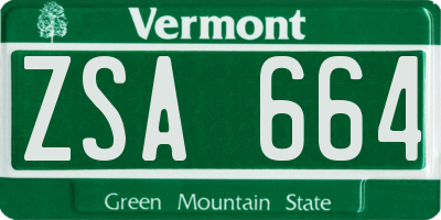VT license plate ZSA664