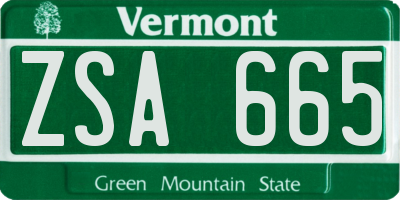VT license plate ZSA665
