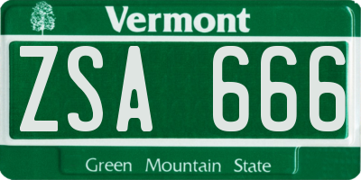 VT license plate ZSA666