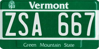 VT license plate ZSA667