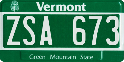 VT license plate ZSA673