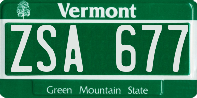 VT license plate ZSA677