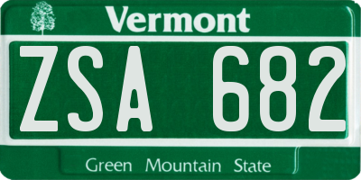 VT license plate ZSA682