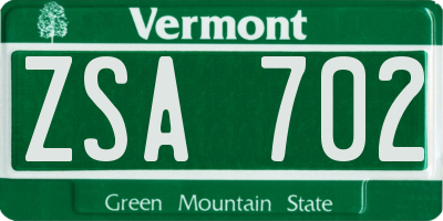 VT license plate ZSA702