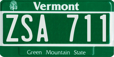 VT license plate ZSA711