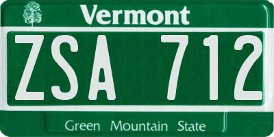 VT license plate ZSA712