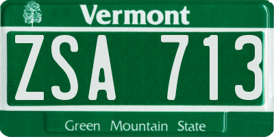 VT license plate ZSA713
