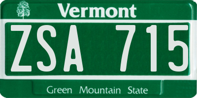 VT license plate ZSA715