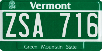 VT license plate ZSA716
