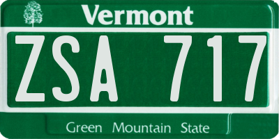 VT license plate ZSA717