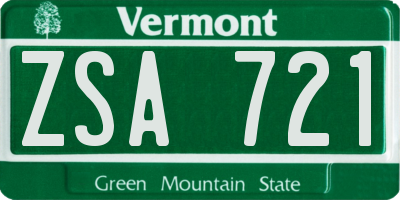 VT license plate ZSA721
