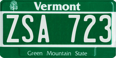 VT license plate ZSA723