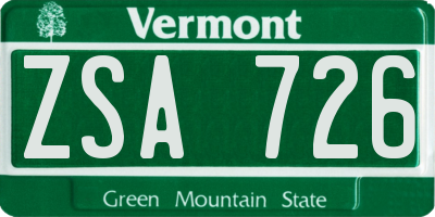 VT license plate ZSA726