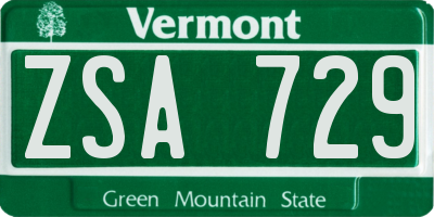 VT license plate ZSA729