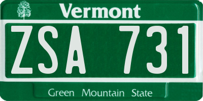 VT license plate ZSA731