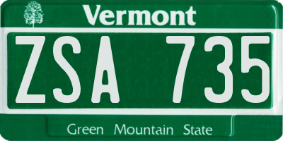 VT license plate ZSA735