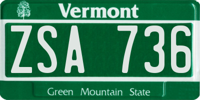 VT license plate ZSA736
