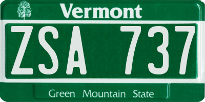 VT license plate ZSA737