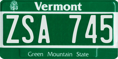 VT license plate ZSA745