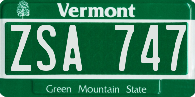 VT license plate ZSA747