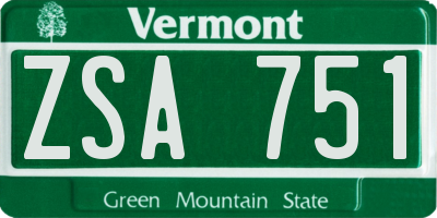 VT license plate ZSA751