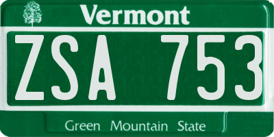 VT license plate ZSA753
