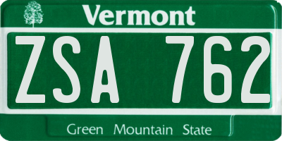 VT license plate ZSA762