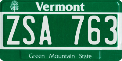 VT license plate ZSA763