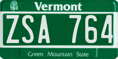 VT license plate ZSA764