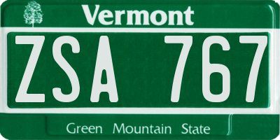 VT license plate ZSA767