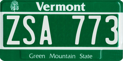 VT license plate ZSA773