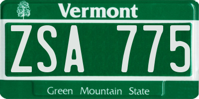 VT license plate ZSA775