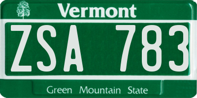 VT license plate ZSA783