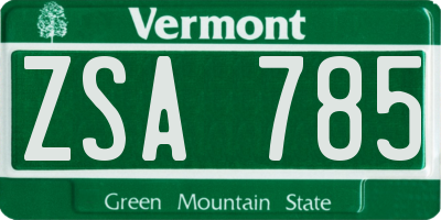 VT license plate ZSA785