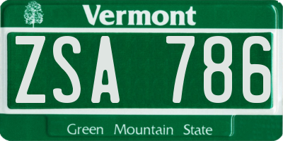 VT license plate ZSA786