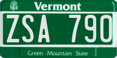VT license plate ZSA790